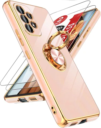 Miniatura 142 de LeYi Funda para Samsung Galaxy S22 Ultra con soporte de anillo giratorio de 360°, soporte magnético, chapado en oro rosa, borde protector para Negro