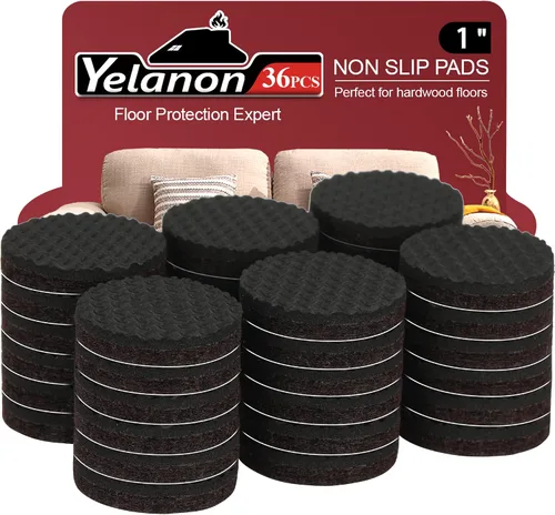 Yelanon Almohadillas Antideslizantes para Muebles - 36 piezas de 1'' Agarraderas Antideslizantes para Patas de Muebles Pies de Goma Autoadhesivos