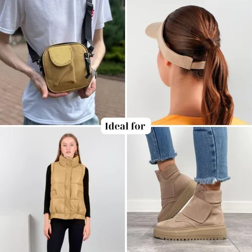 Miniatura 4 de Cinta de velcro para coser de 5/8 pulgadas de ancho, color beige, no adhesiva, 1 yarda de longitud, cinta de velcro de nailon color bronceado, juego