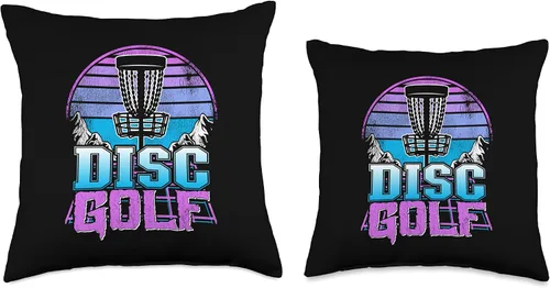 Miniatura 3 de Disc Golf Basket 90s Synthwave Sunset Retrowave Frisbee Golf Throw Pillow