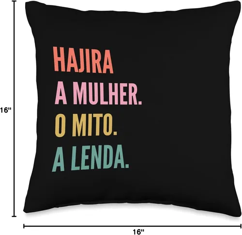 Miniatura 4 de Designs De Nomes Engraçados Para Mulher Divertida almohada portuguesa con diseño de nombre Hajira, 16 x 16 pulgadas, multicolor