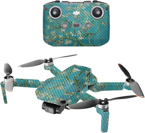 Miniatura 8 de MightySkins - Drone portátil de fibra de carbono compatible con DJI Mini 2, negro abstracto, acabado de fibra de carbono texturizado protector