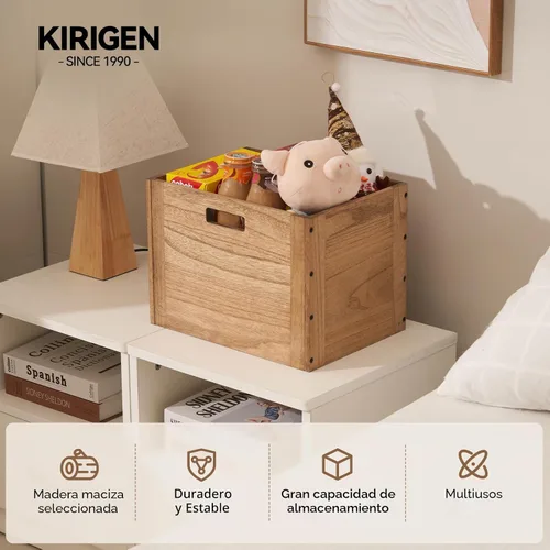 Miniatura 2 de KIRIGEN Cubo de Almacenamiento de Madera Apilable /Cesta/ Contenedores Organizador para Hogar Libros Ropa Juguetes Sistema de Almacenamiento Modular