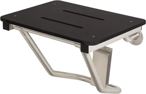 Miniatura 6 de Asiento de ducha plegable de montaje en pared negro de 32" x 15", compatible con ADA