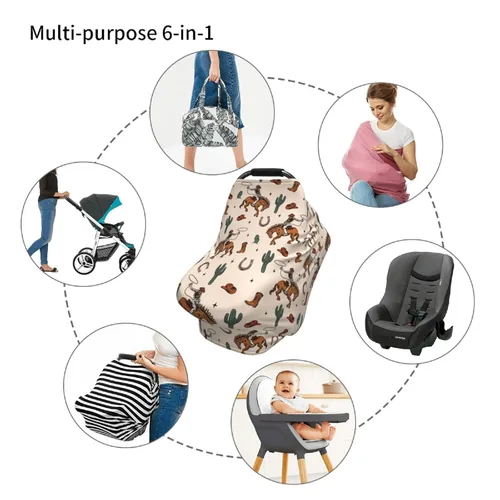 Miniatura 7 de Western - Fundas de asiento de coche multiusos para bebé, cubierta de transporte para asiento de automóvil, transpirable, para lactancia materna