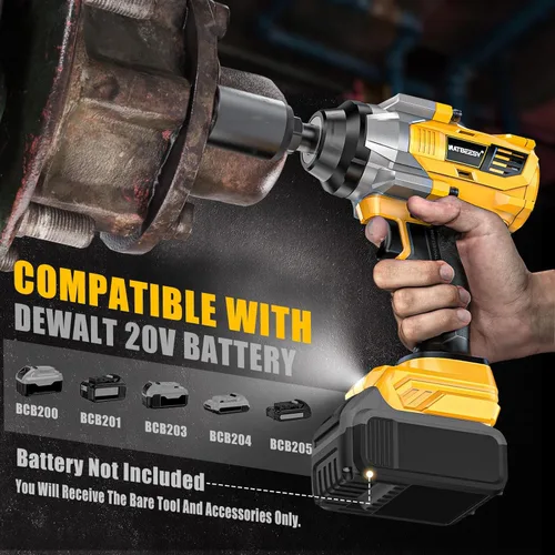 Miniatura 4 de NATBEESY Llave de impacto inalámbrica compatible con batería DeWalt de 20 V: destornillador de impacto de anillo de cerdo de 1/2 pulgada - Alto par