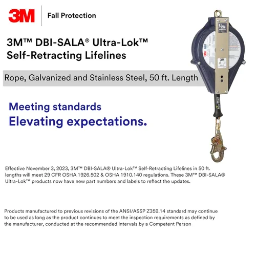 Miniatura 5 de 3M DBI-SALA Ultra-Lok Línea de vida autorretráctil 3503882, cable de acero inoxidable, 50 pies