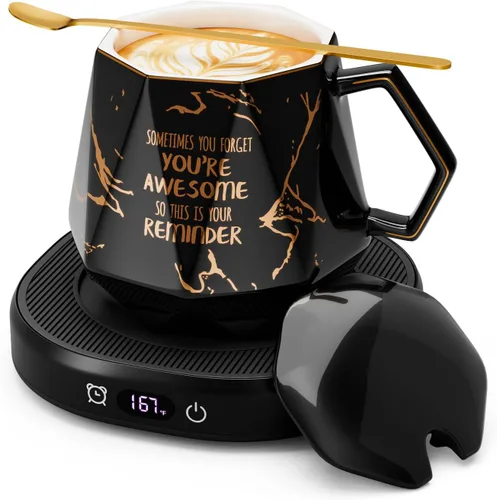 Miniatura 10 de You're Awesome Juego de Calentador de Tazas de Café, Calentador de Tazas de Café Eléctrico Inteligente para Escritorio de Oficina, 4 Ajustes