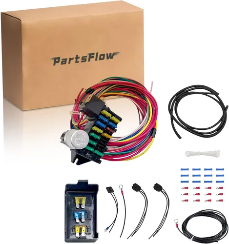Miniatura 47 de PartsFlow Arnés de cableado universal extra largo de 12 circuitos Street Hot Rod Wire para Chevrolet Chevy Mopar para Ford Muscle Car, arnés