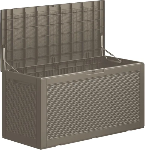 Miniatura 18 de Caja de almacenamiento para exteriores de 35 galones, caja de resina impermeable y con cierre para terraza, grande, contenedor de almacenamiento