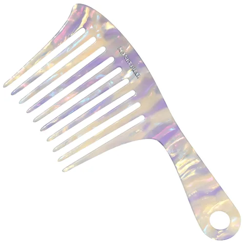 Miniatura 9 de D1 Peine de mango de dientes anchos para cabello rizado Eleva, conserva el rizo, suaviza el cabello. Peine de acetato (morado brillante)