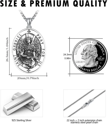 Miniatura 260 de Collar de plata de ley 925 con medalla de San Patrón, colgante de protección católica, amuleto, joyería religiosa para hombres y mujeres