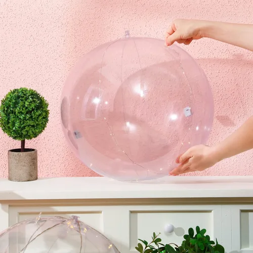 Miniatura 7 de Hungdao 12 Piezas Pelotas de Playa Inflables Transparentes a Granel de 16 Pulgadas 24 Pulgadas Bola de Ornamento de Caldero Burbujeante Transparente