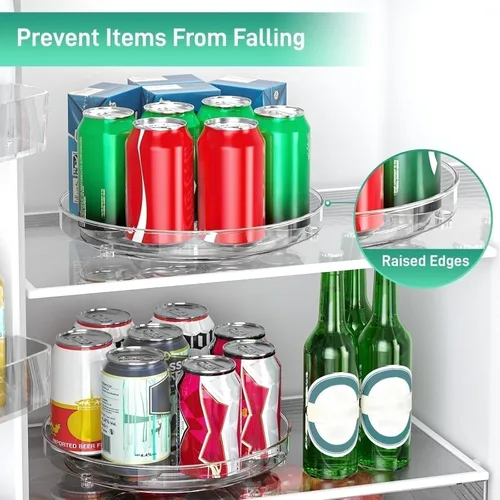 Miniatura 6 de Optish Paquete de 4 organizadores Lazy Susan, tocadiscos Lazy Susan de 9.5 pulgadas para gabinete, organizador de refrigerador para organizadores