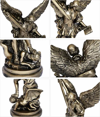 Miniatura 5 de Estatua de Arcángel de San Miguel – Escultura de ángel de arcángel de bronce de San Miguel, 5.2 pulgadas, figura católica cristiana