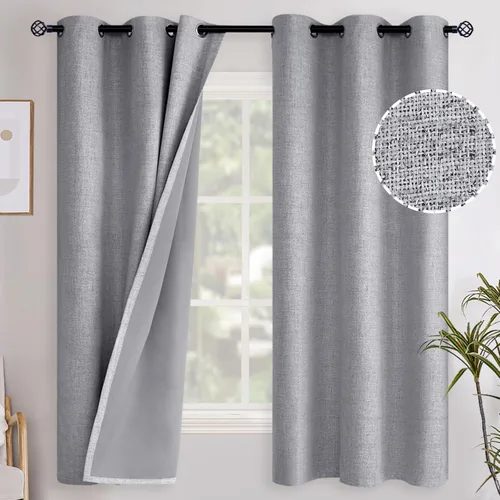 Miniatura 125 de YoungsTex - Cortinas opacas de lino para dormitorio, oscurecimiento de la habitación, cortinas con textura de lino, paneles con aislamiento térmico