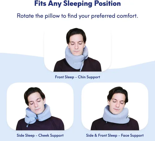 Miniatura 4 de C CUSHION LAB Almohada de viaje, galardonado diseño ergonómico patentado para mentón y cuello, almohada de espuma viscoelástica para el cuello