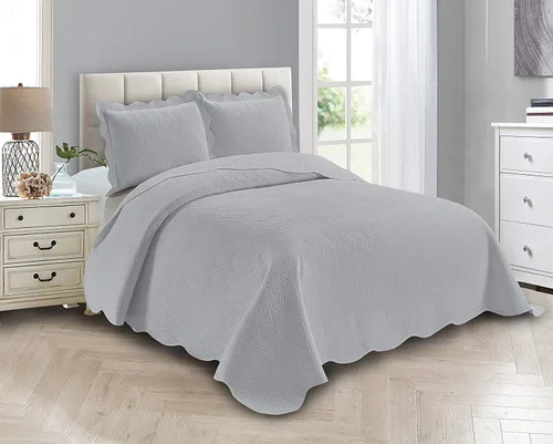 Miniatura 5 de Linen Plus Juego de Colcha y Cobertor de Lujo de Gran Tamaño con Relieve Color Verde Cazador Sólido Full/Queen Nuevo # Ashley