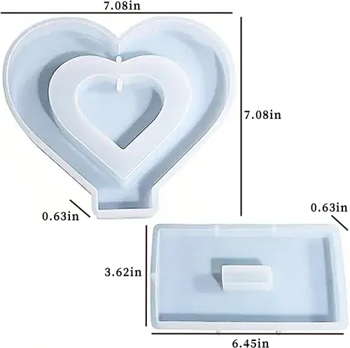Miniatura 3 de Moldes de resina para marco de fotos de corazón, marco de fotos grande para decoración de resina, molde de silicona para fundición de resina, resina
