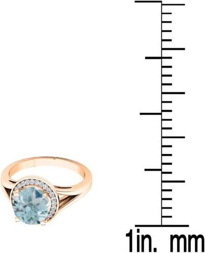 Miniatura 276 de Dazzlingrock Collection Anillo de compromiso redondo de 0.276 in con halo de diamante blanco y vástago dividido para ella en oro macizo de 14