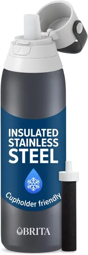 Botella de agua de acero inoxidable Brita Premium con filtro, sin BPA, reutilizable, aislada, reemplaza 300 botellas de agua de plástico, el filtro
