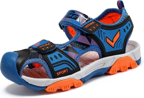 JMFCHI Sandalias deportivas para niños, sandalias deportivas para exteriores, senderismo, atléticas, sandalias de playa con punta cerrada, zapatos