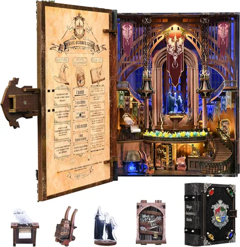 Miniatura 15 de CCCDF Kit de rincón de libros, rompecabezas de madera 3D para adultos, adolescentes, kit de bricolaje en miniatura para casa de muñecas, soporte