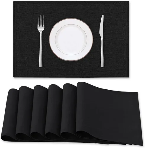 Miniatura 12 de H.VERSAILTEX Juego de 4 manteles individuales de lino de alta calidad para mesa de comedor, a prueba de derrames, impermeables, resistentes al