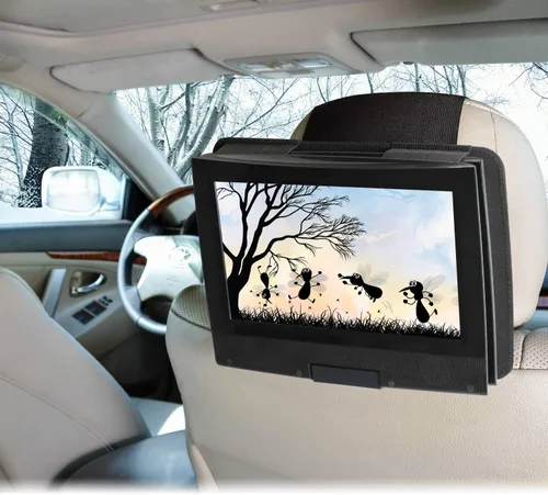 Miniatura 2 de Hikig Soporte para reposacabezas para reproductor de DVD, soporte portátil para reposacabezas de asiento trasero de automóvil, giratorio y abatible