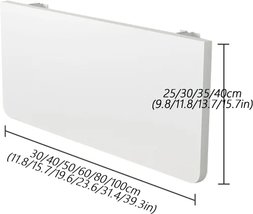 Miniatura 3 de Banco de trabajo plegable para montaje en pared, escritorio de mesa blanco para oficina en casa, pequeño escritorio flotante de madera plegable