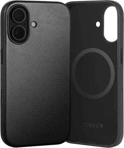 Miniatura 13 de Funda de cuero premium TORRO Compatible con iPhone 17 Pro 6.3” 2025 – Cuero genuino MagSafe Compatible, Funda de parachoques ultra delgada (Negro)