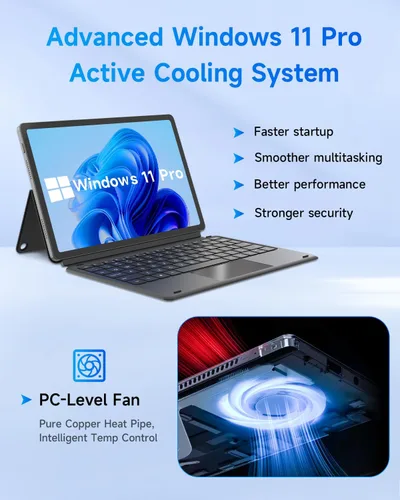 Miniatura 7 de Computadoras portátiles 2 en 1 de 11 pulgadas, PC con pantalla táctil Win 11 compatible con Twin Lake N150, 12GB RAM 256GB SSD, 1920x1200 IPS FHD