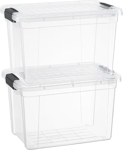 Miniatura 32 de Superio - Cajas de almacenamiento pequeñas planas transparentes con tapas, contenedores de plástico de 4.5 cuartos de galón para organizar, cajas
