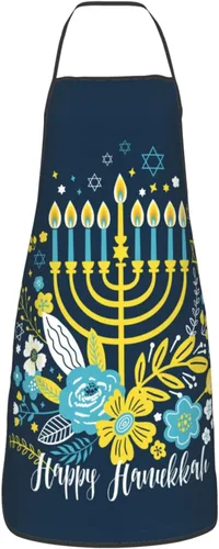 Miniatura 9 de Delantal de Hanukkah feliz ajustable para cocinar, babero de cocina para cocinar