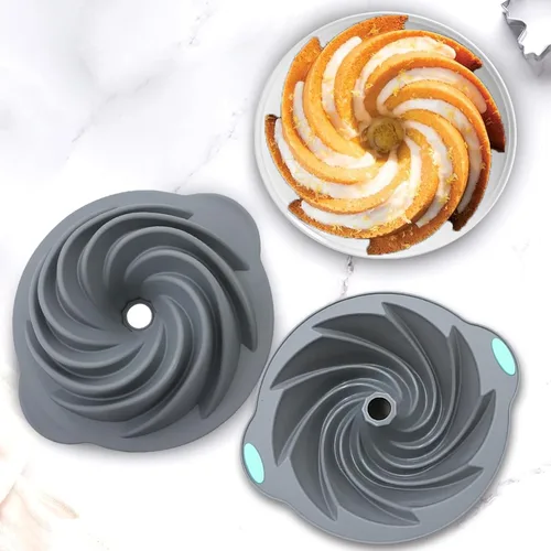 Miniatura 5 de Tongjude 4 Piezas Moldes de Silicona Acanalados para Pasteles, Molde Tubular para Hornear de 9/10/12 Tazas, Moldes de Silicona para Pasteles