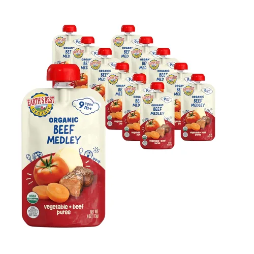 Miniatura 15 de Earth's Best Bolsas orgánicas de alimentos para bebés, puré de frutas y granos para bebés de 6 meses en adelante, puré de manzana orgánica
