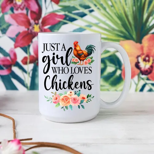 Miniatura 5 de Taza personalizada con texto en inglés "Just A Girl Who Loves Chick", tazas de cerámica con nombre personalizado para amantes del pollo, regalos