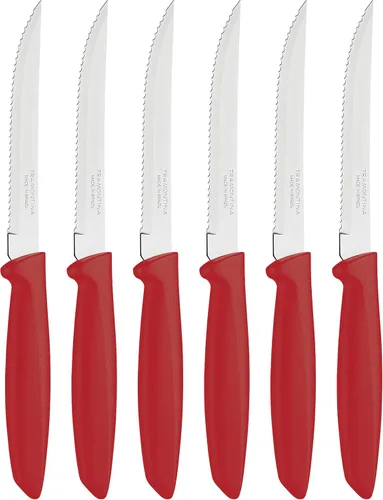 Miniatura 9 de Tramontina 23498054 - Juego de 6 cuchillos de cocina dentados con frutas y tomates, pelador de verduras, acero inoxidable, multiusos, punta Negro