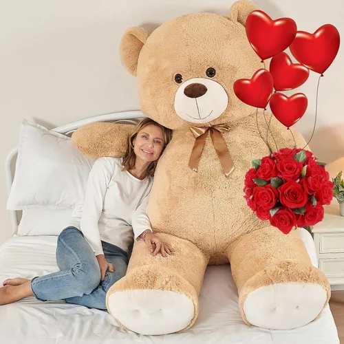 Miniatura 15 de Tezituor Oso de peluche grande de 59 pulgadas, animal de peluche negro gigante para baby shower, Navidad, día de San Valentín o cumpleaños, oso