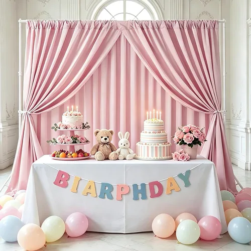 Miniatura 83 de Cortinas de Telón de Fondo Blanco de 2 Paneles 5 x 1,5 m de Poliéster, Telón de Fondo para Fotografía, Cortinas para Decoración de Fondo de Boda