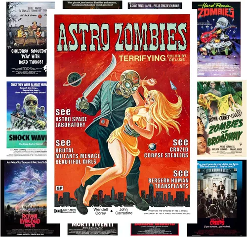 Miniatura 11 de Mini-carteles de película (13 carteles de 8 x 11 pulgadas) Zombies Horror Vintage Pósters de películas cubiertas de película de explotación retro