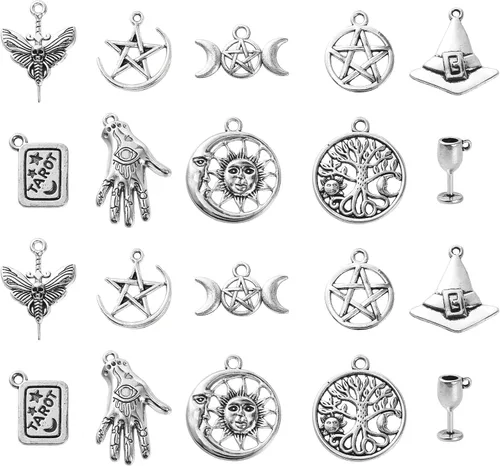 Miniatura 10 de DanLingJewelry 100 dijes temáticos de Canadá de plata antigua, con diseño de hojas de arce, osos, ardilla, hockey, para hacer joyas y manualidades