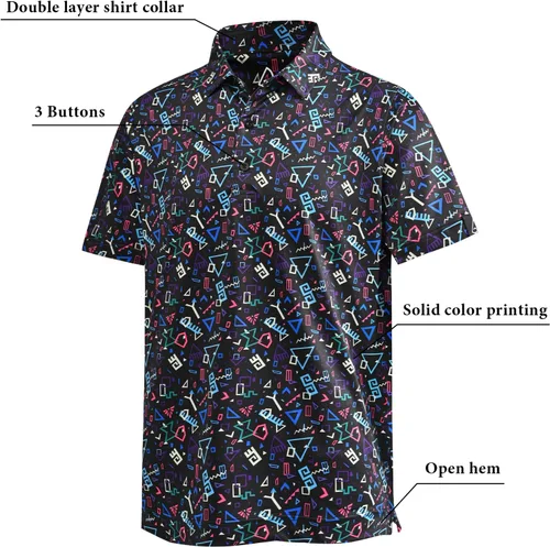 Miniatura 47 de DEOLAX Camisa de golf para hombre, con estampado de moda, atlética, de manga corta, clásica, casual, ajuste seco, suave, para hombres