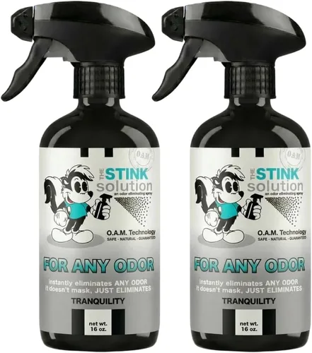 The Stink Solution Tranquilidad para cualquier espray eliminador de olores para sudor, orina y olores sucios. Seguro para rociar en manos, ropa,