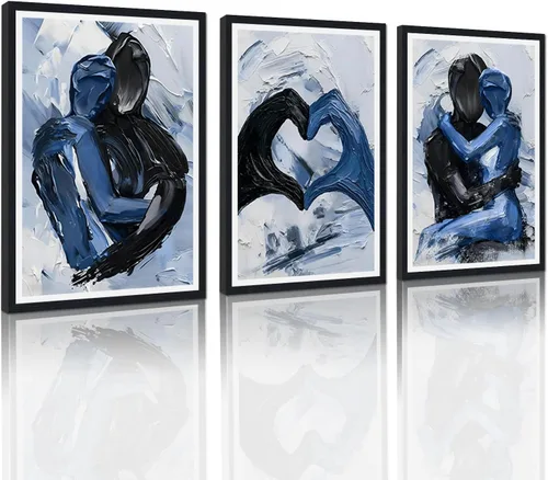 Miniatura 78 de Novatique 3 piezas de arte de pared sexy en blanco y negro para parejas desnudas, decoración de pared abstracta de amor para mujeres y hombres, arte