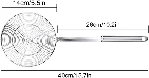 Miniatura 5 de Swify - Colador de araña, cuchara asiática de acero inoxidable con asa para freidora de cocina, pasta, espaguetis, fideos, 5.5 pulgadas