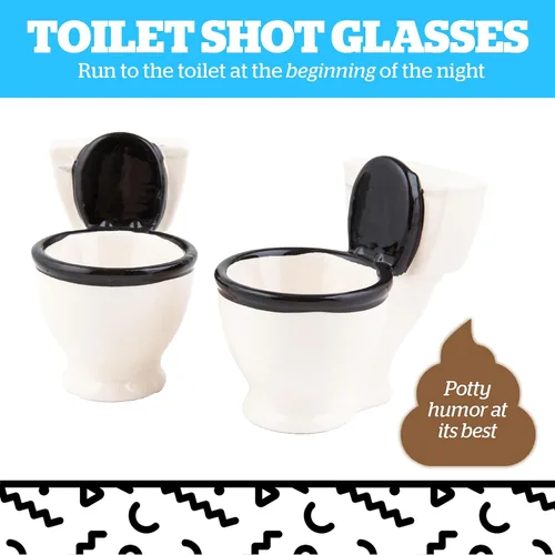 Miniatura 2 de BigMouth Inc. Vasos de chupito en forma de inodoro, juego de 2, divertido regalo de broma y regalo de intercambio navideño, humor escatológico