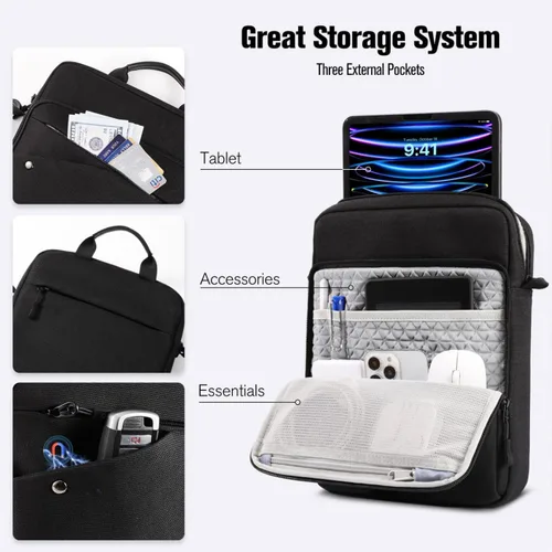 Miniatura 3 de MoKo Bolsa para iPad de 9-11 Pulgadas, Funda de Transporte para Tableta, Funda Protectora de Tableta de 360° Estuche de Viaje con Correa