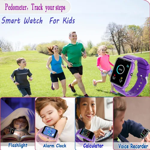 Miniatura 6 de iCHOMKE Reloj inteligente para niños, reloj inteligente para niñas y niños con 26 juegos, grabadora de video y reproductor, calendario podómetro