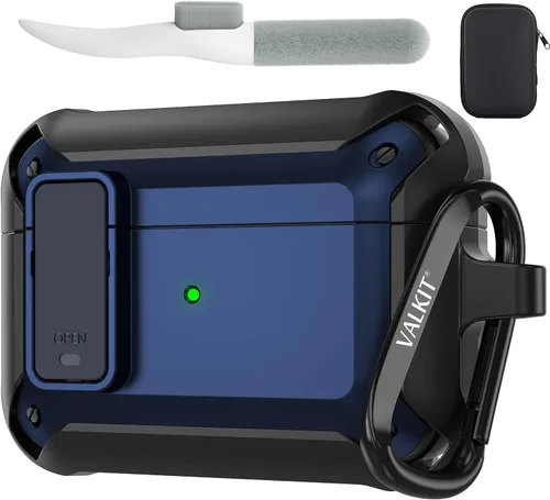 Miniatura 57 de Valkit Funda para Airpods para hombres con cerradura, funda de cuerpo completo con llavero para AirPods de Apple a prueba de golpes, funda